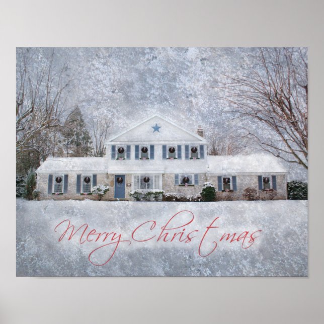 Primitive Winter Snö Land Rustic Open House Poster (Framsidan)