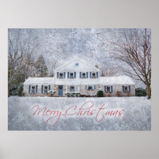 Primitive Winter Snö Land Rustic Open House Poster (Framsidan)