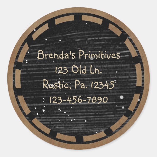 Primitive Wood look Sticker Runt Klistermärke (Framsida)