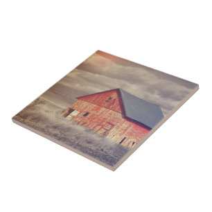 Primitive Wood Westernare Land farm Red Barn Kakelplatta