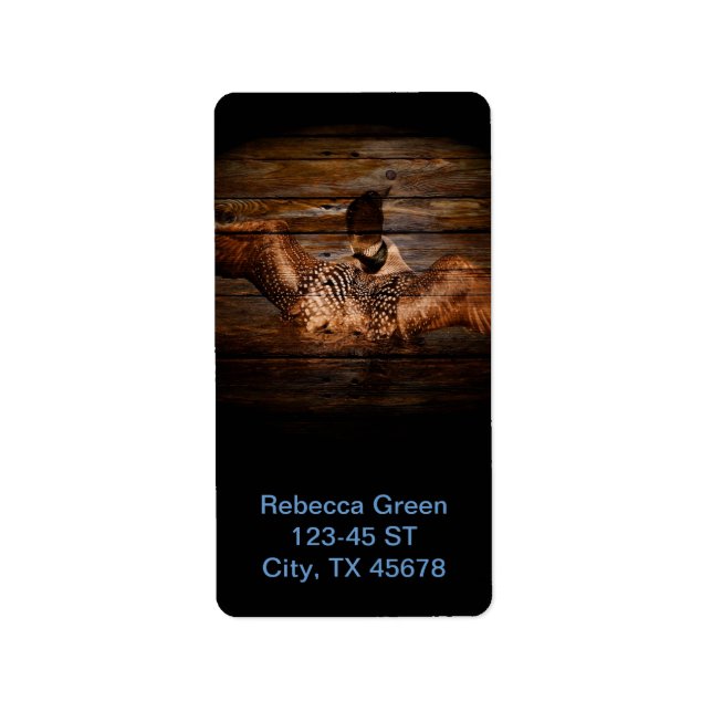 Primitivt barrträ Westerna Land-sjöfågel Adressetikett (Framsidan)