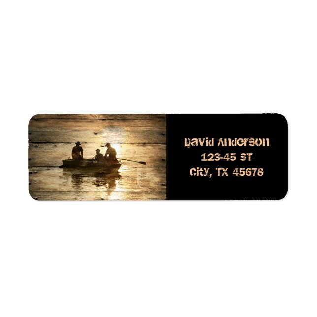 Primitivt kanofiske i land sjö returadress etikett (Framsidan)