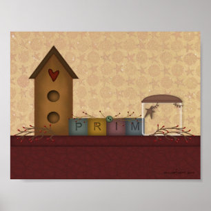 Primitivt landhyllatryck poster