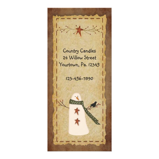 Primitivt snögubbekuggekort reklamkort (Framsidan)