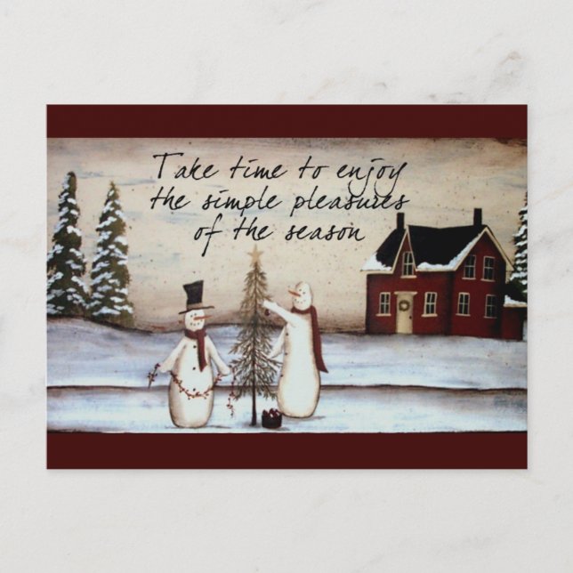 Primitivt vykort för Snögubbe (Framsida)