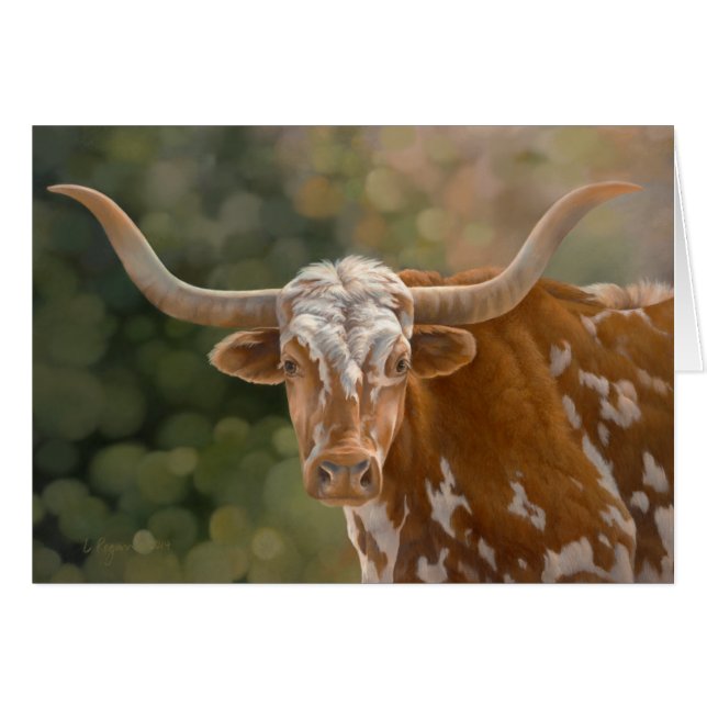 "Primo" - Texas Longhorn Hälsningskort (Framsidan Horizontal)