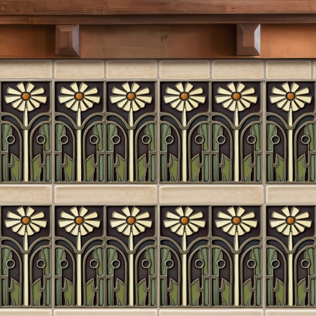 Primrose Art Deco Blommigt Wall Decor Art nouveau Kakelplatta (Skapare uppladdad)