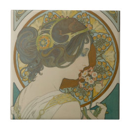 Primrose av Alphonse Mucha (1899) Kakelplatta