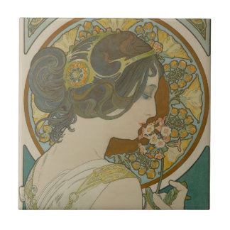 Primrose av Alphonse Mucha (1899) Kakelplatta