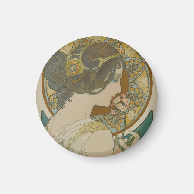 Primrose av Alphonse Mucha (1899) Magnet (Framsidan)