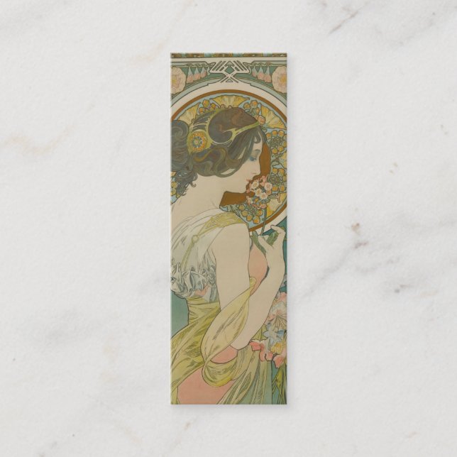 Primrose by Alphonse Mucha (1899) Bookmark Mini Visitkort (Framsida)