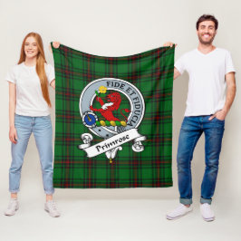 Primrose Clan Badge Tartan Rutmönster Fleecefilt