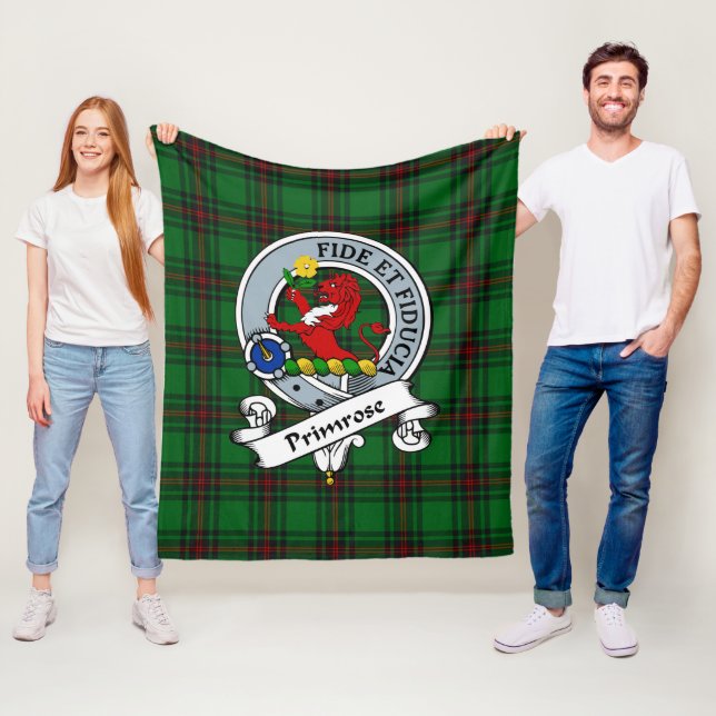Primrose Clan Badge Tartan Rutmönster Fleecefilt (På plats)