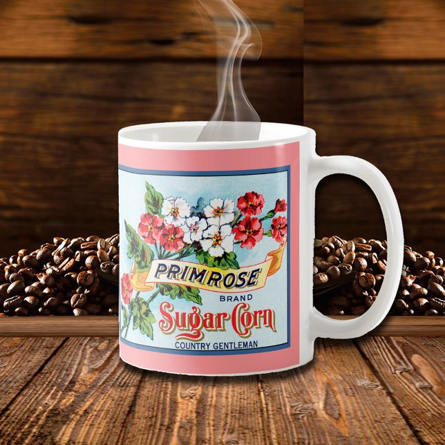 Primrose Flowers Vintage Låda Art Kaffemugg (Skapare uppladdad)