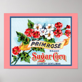 Primrose Flowers Vintage Låda-etikett Poster