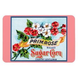 Primrose Flowers Vintage Låda Label Art Magnet