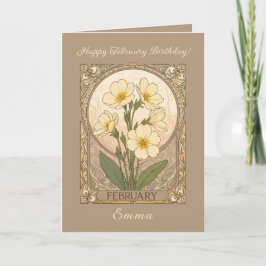 Primrose Födelsedagsblommor Februari Art Nouveau S Kort