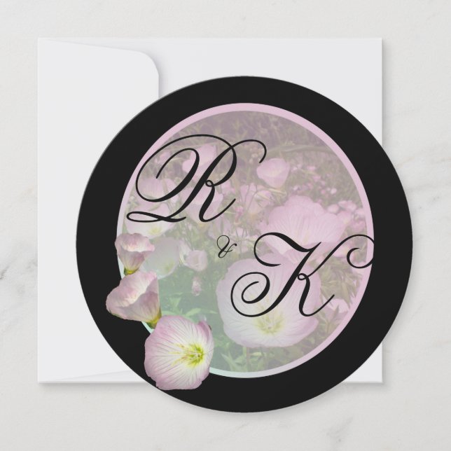 Primrose rosa blommor fold rand Monogram Spara Datumet (Framsida)