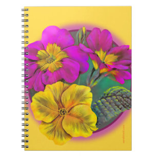 Primrose rosa gult bra art-bärbar dator anteckningsbok med spiral