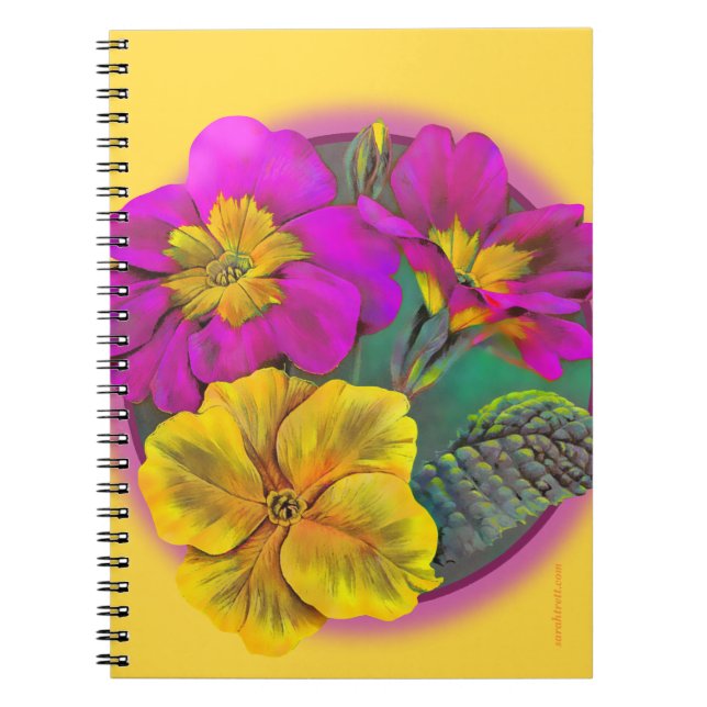 Primrose rosa gult bra art-bärbar dator anteckningsbok med spiral (Framsidan)