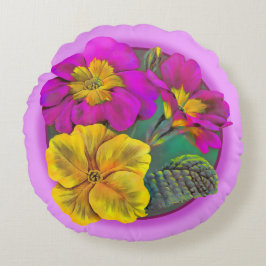 Primrose rosa gult grönt dekorativ kudde