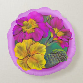 Primrose rosa gult grönt dekorativ kudde