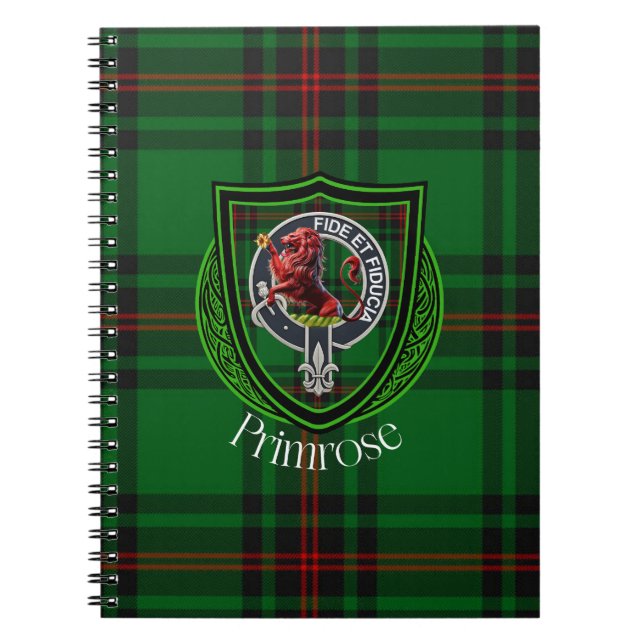 Primrose Scottish Clan Tartan & Crest Anteckningsbok (Framsidan)