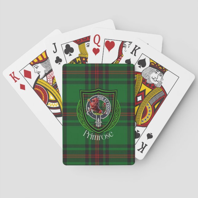 Primrose Scottish Clan Tartan & Crest Casinokort (Baksidan)