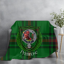 Primrose Scottish Clan Tartan Crest Fleecefilt