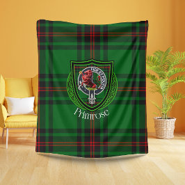 Primrose Scottish Clan Tartan Crest Fleecefilt