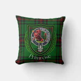 Primrose skotska klan tartan & vapen kudde