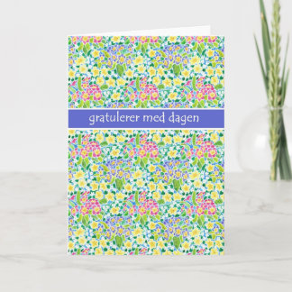Primroses Birthday Card, Norska Hälsning Kort