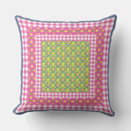Primroses land-stil och Gingham Kudde