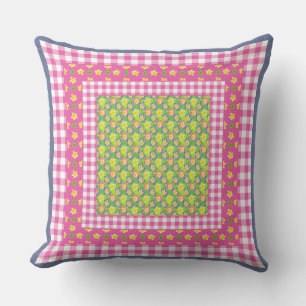 Primroses land-stil och Gingham Kudde