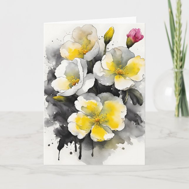 Primula - Akvarellblommor Kort (Framsida)
