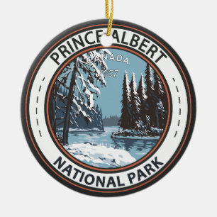 Prince Albert National Park Canada Winter Badge Julgransprydnad Keramik
