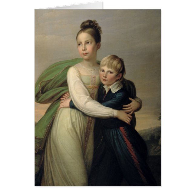 Prince Albrecht och Princess Louise, c.1817 Hälsningskort (Framsidan)