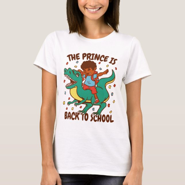 Prince är Back to school Dinosaur Ride T Shirt (Framsida)