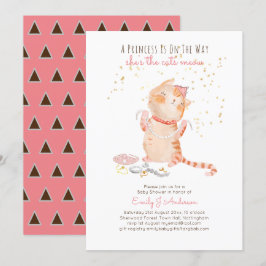 Prince Baby Shower Cats Kitten Girls Rosa Cute Inbjudningar