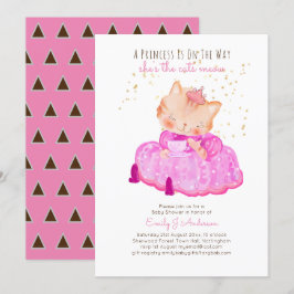 Prince Baby Shower Cats Kitten Girls Rosa Cute Inbjudningar