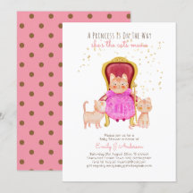 Prince Baby Shower Cats Kitten Girls Rosa Cute