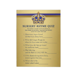 Prince Baby Shower Games Prince Nursery Rhyme Quiz Anteckningsblock