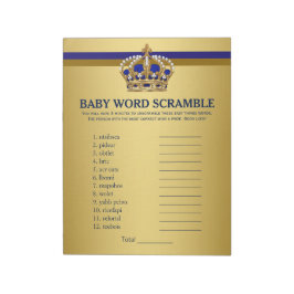 Prince Baby Shower Games Prince Ord Scramble Anteckningsblock