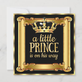 Prince Baby Shower Guld Faux Foil Black Ram Inbjudningar