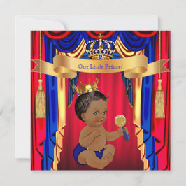 Prince Baby Shower Red Blue Guld Ethnic Inbjudningar
