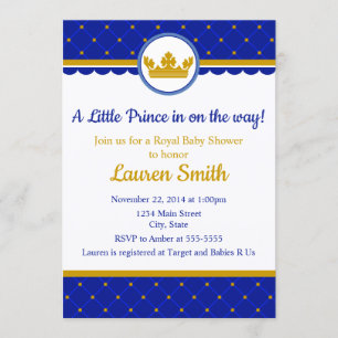 Prince Baby Shower-Royalet Pojke Inbjudningar