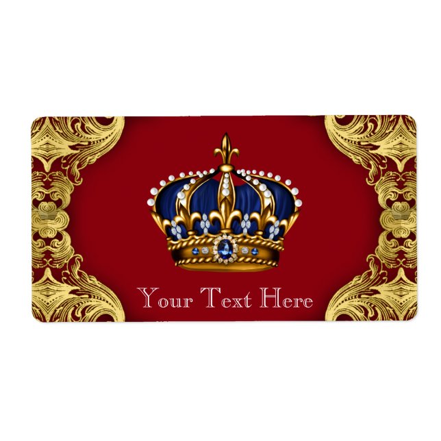 Prince Baby Shower-Vattenflaska Fraktsedel (Framsidan)