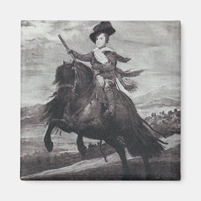 Prince Balthasar om Horseback av Velazque Magnet (Framsidan)
