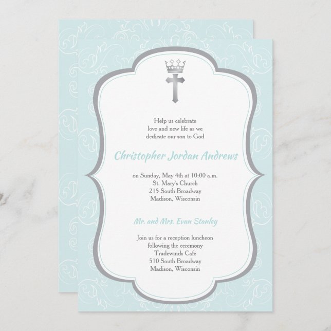 Prince Baptism-inbjudan Inbjudningar (Fram/baksida)