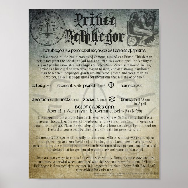 Prince Belphegor Goetia Demon Poster (Framsidan)